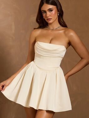 Oh Polly Cowl-Neck Corset Mini Dress